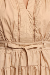 Cheyenne Tie Waist Romper - Taupe