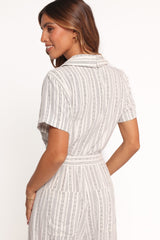 Daila Tie Waist Jumpsuit - White Black