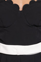 Elaria Scalloped Belted Jumpsuit - Black