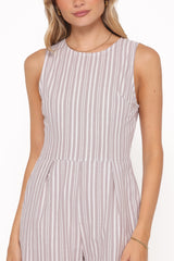 Ester Jumpsuit - Beige/White Stripe