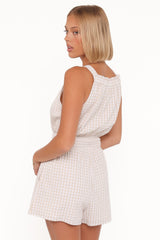 Felicity Romper - Beige Gingham