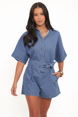 Hailey Denim Romper - Indigo