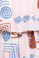 Herbie Strapless Romper - Blue Brown Abstract