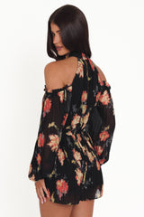 Hillary Romper - Black Floral