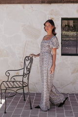 Jayda Puff Sleeve Jumpsuit - Grey Floral