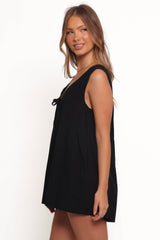 Kallie Tie Front Romper - Black