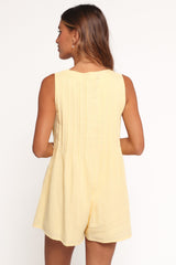 Kallie Tie Front Romper - Butter Yellow