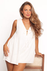 Kallie Tie Front Romper - White