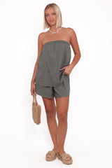 Karlen Strapless Romper - Palm Green