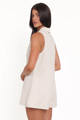 Lavina Collared Romper - Cream