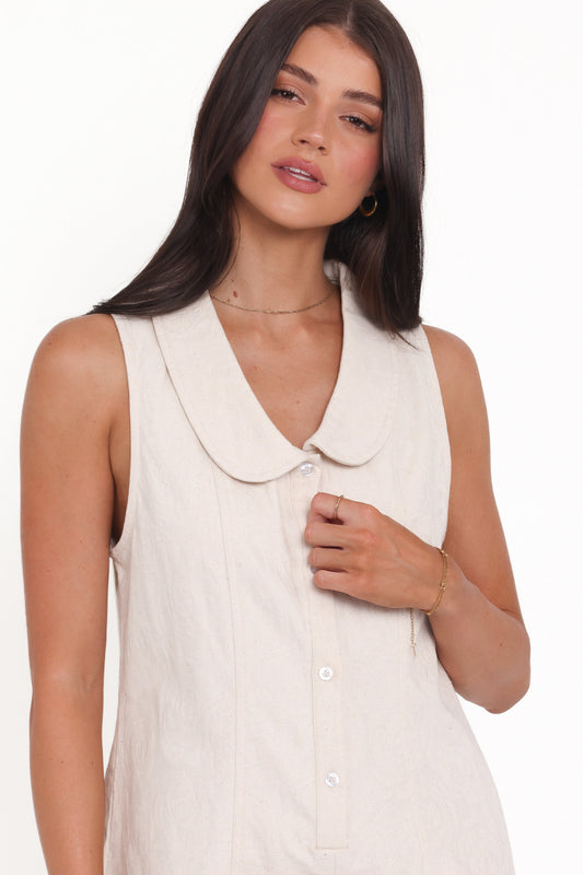 Lavina Collared Romper - Cream
