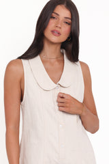 Lavina Collared Romper - Cream