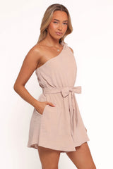 Levana One Shoulder Romper - Beige