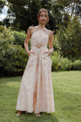 Madeira Jumpsuit - Peach Ditsy Floral