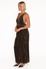 Melody Velvet Jumpsuit - Mocha Olive