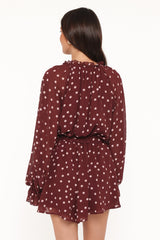 Michelle Romper - Burgundy Polka Dot