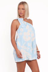 Miffy One Shoulder Romper - Blue Hibiscus