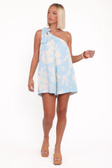 Miffy One Shoulder Romper - Blue Hibiscus