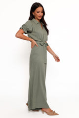 Minnie Waist Tie Jumpsuit - Olive