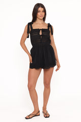 Morena Eyelet Romper - Black
