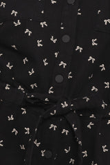 Niqui Long Sleeve Romper - Black Cream