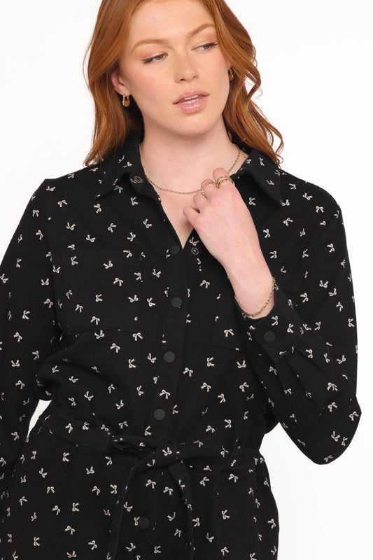 Niqui Long Sleeve Romper - Black Cream