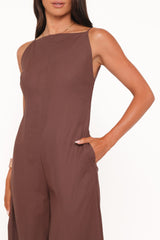 Ophilia Open Back Jumpsuit - Dark Brown