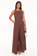 Ophilia Open Back Jumpsuit - Dark Brown