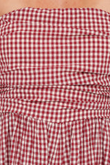 Paige Strapless Jumpsuit - Red Gingham