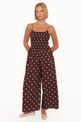 Paloma Jumpsuit - Chocolate Polka Dot