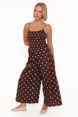Paloma Jumpsuit - Chocolate Polka Dot
