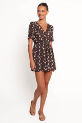 Raschelle Romper - Brown Ditsy