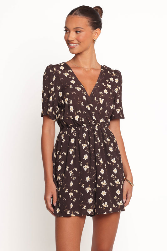 Raschelle Romper - Brown Ditsy