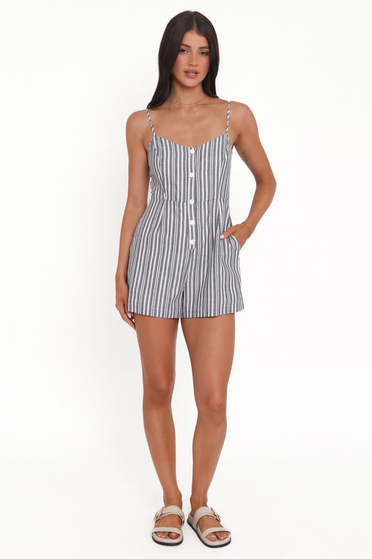 Reesa Romper - Smoke Stripe