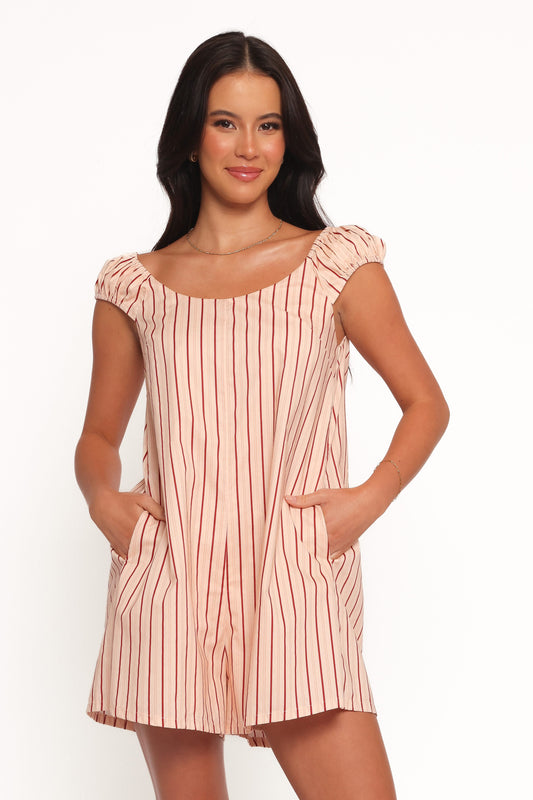 Scobbie Romper - Pink Stripe