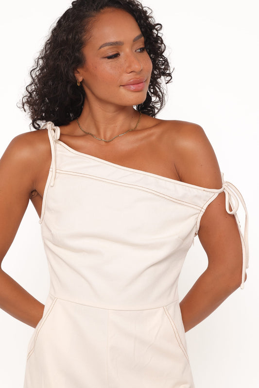 Tatum Off Shoulder Romper - Bone