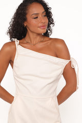 Tatum Off Shoulder Romper - Bone