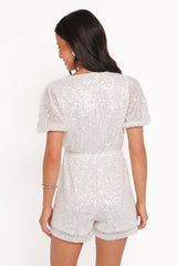 Varity Puff Sleeve Romper - White