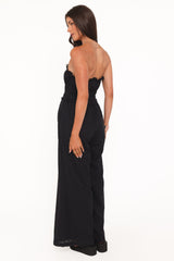 Yulissa Strapless Jumpsuit - Black Broderie