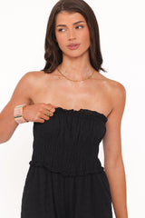 Yulissa Strapless Jumpsuit - Black Broderie