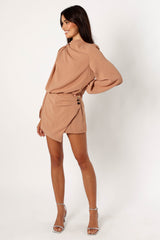Galen Long Sleeve Romper - Mocha