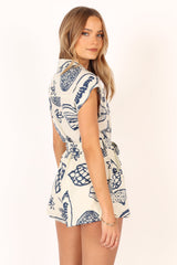 Georgina Tie Waist Romper - Navy