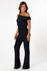 Heather One Shoulder Jumpsuit - Navy