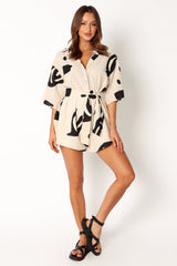 Kellie Romper - Beige Black