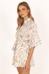 Kellie Romper - White/Beige
