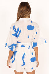 Kellie Romper - White/Blue