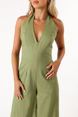 Kourtney Halterneck Jumpsuit - Olive