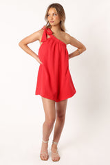 Miffy One Shoulder Romper - Red