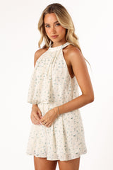 Mindy Halterneck Romper - Blue Floral
