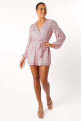 Monica Sequin Romper - Pink